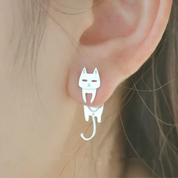New Fashion 925 Silver-Plate Cat Fish Stud Earrings For Women Gift Hypoallergenic Earring Girl Accessories Jewelry